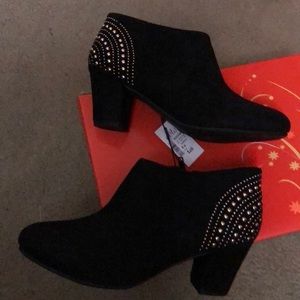 Black suede booties